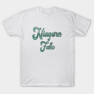 Niagara Falls Emerald Green Waters in Canada and USA, Word Art Script Typography T-Shirt